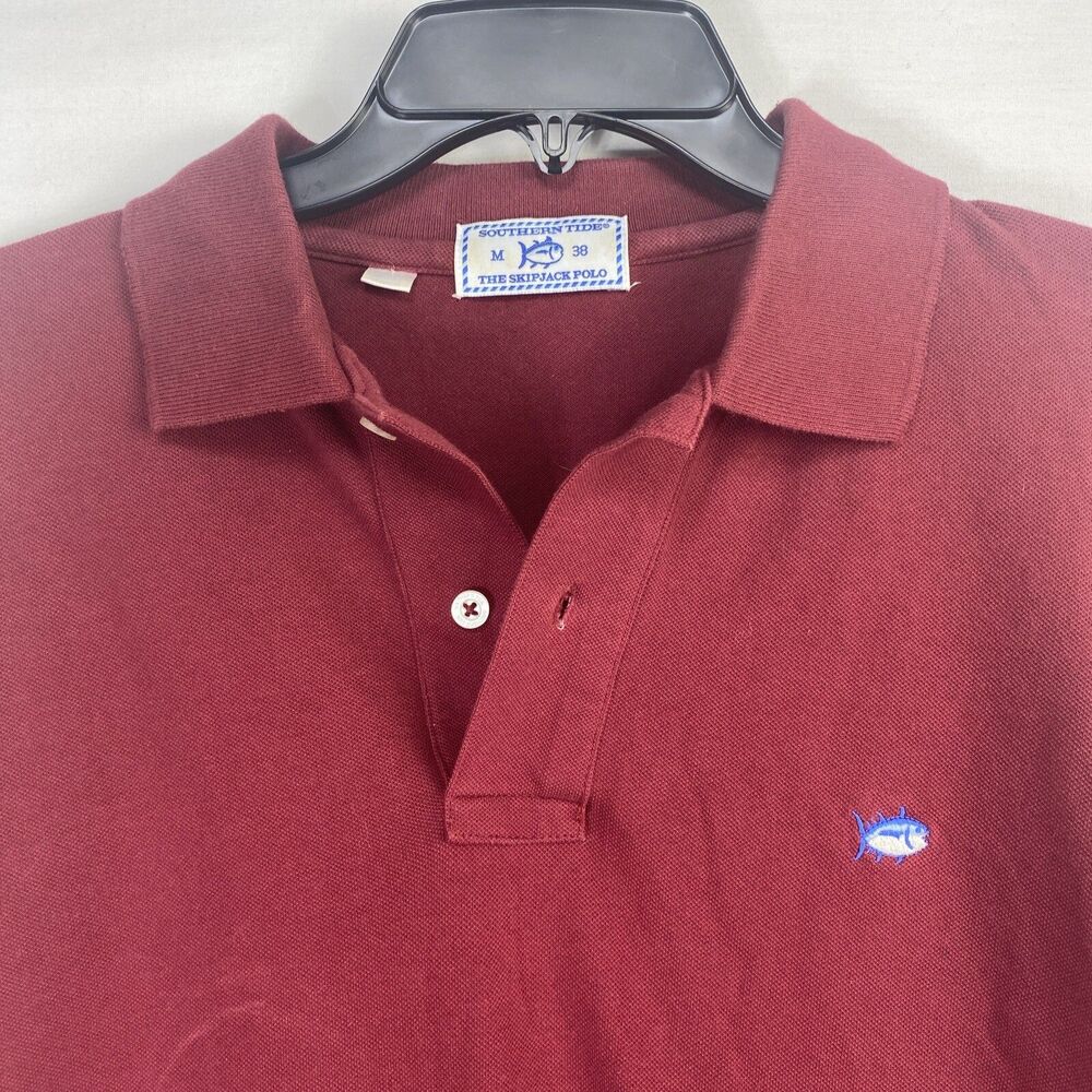 Southern Tide Men’s Size Medium Shirt The Skipjack Polo Red 38 Fish Logo